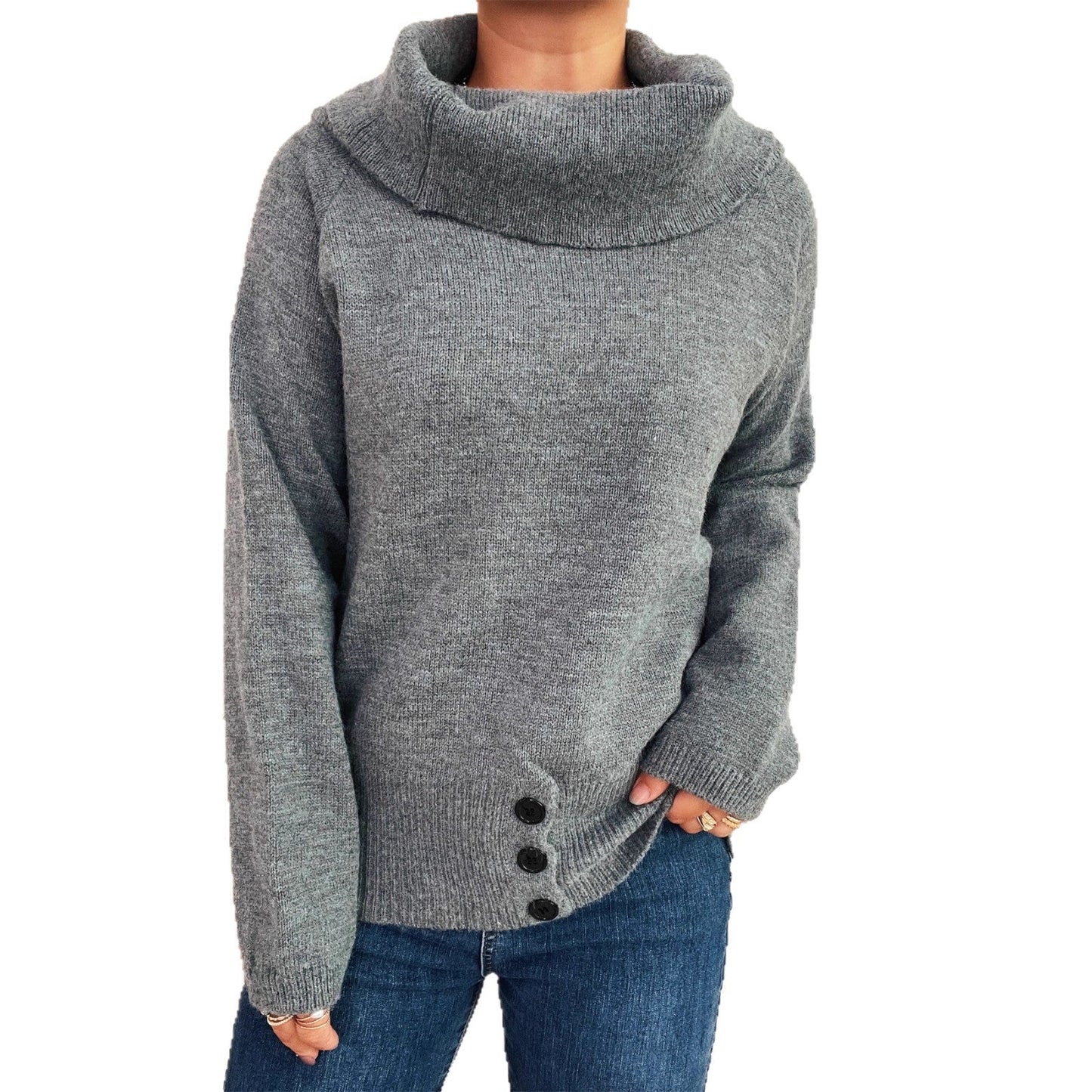 Damen Strickpullover Hochschließend Norvielle