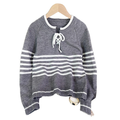 Damen Pullover mit Kordelzug und Streifenmuster Norvielle