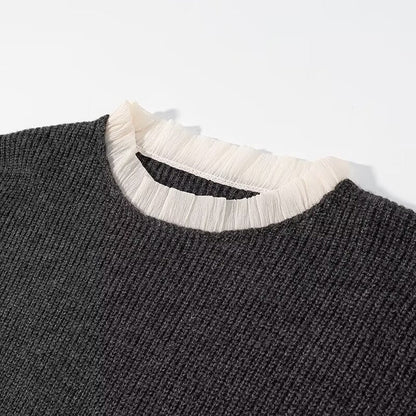 Damen Strickset mit Rüschensaum Hochwertig