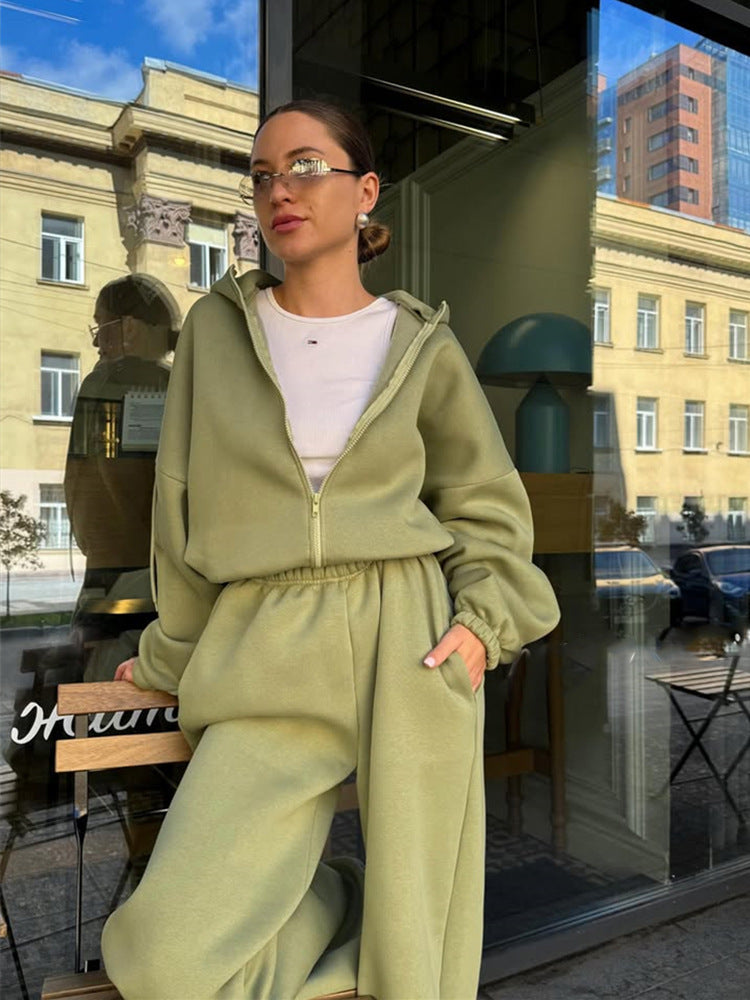 Damen Freizeitanzug Weiter Schnitt Elastisch Beige
