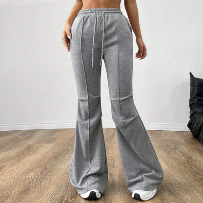 Damen Jogginghose Elastischer Bund Ausgestellt Bein Schwarz - Norvielle