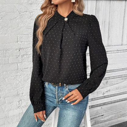 Damen Bluse Rüschendetails Edelknöpfe Norvielle