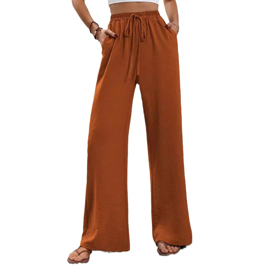 Damen Sommerhose Elastischer Bund Weite Passform Beige