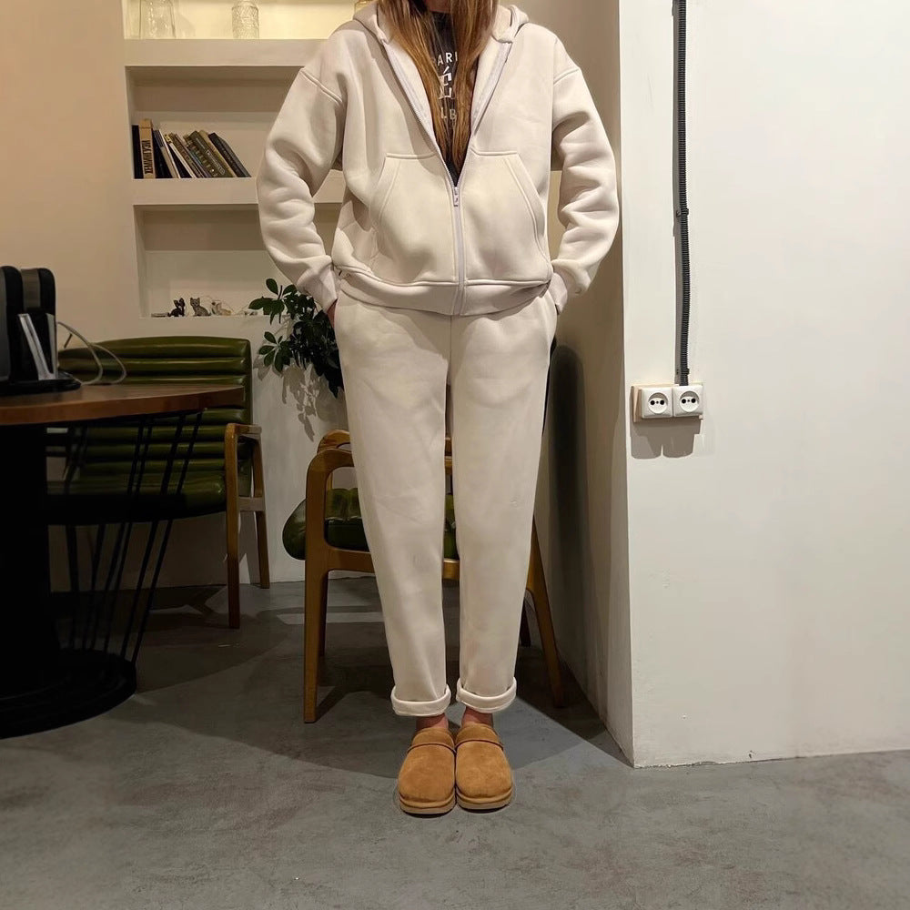Damen Fleece-Sweatanzug mit Kapuze Bequem Norvielle