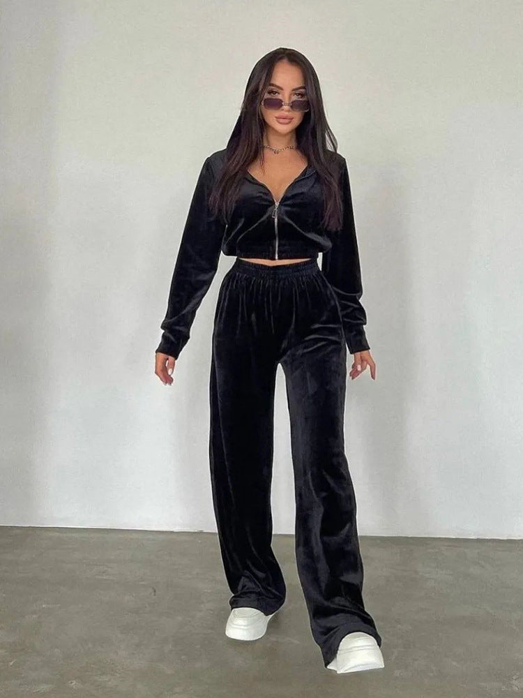 Damen Sportanzug Velours Elastisch Norvielle