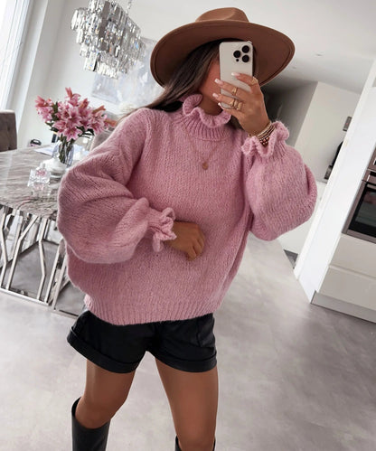 Damen Rollkragenpullover Voluminöse Ärmel Norvielle