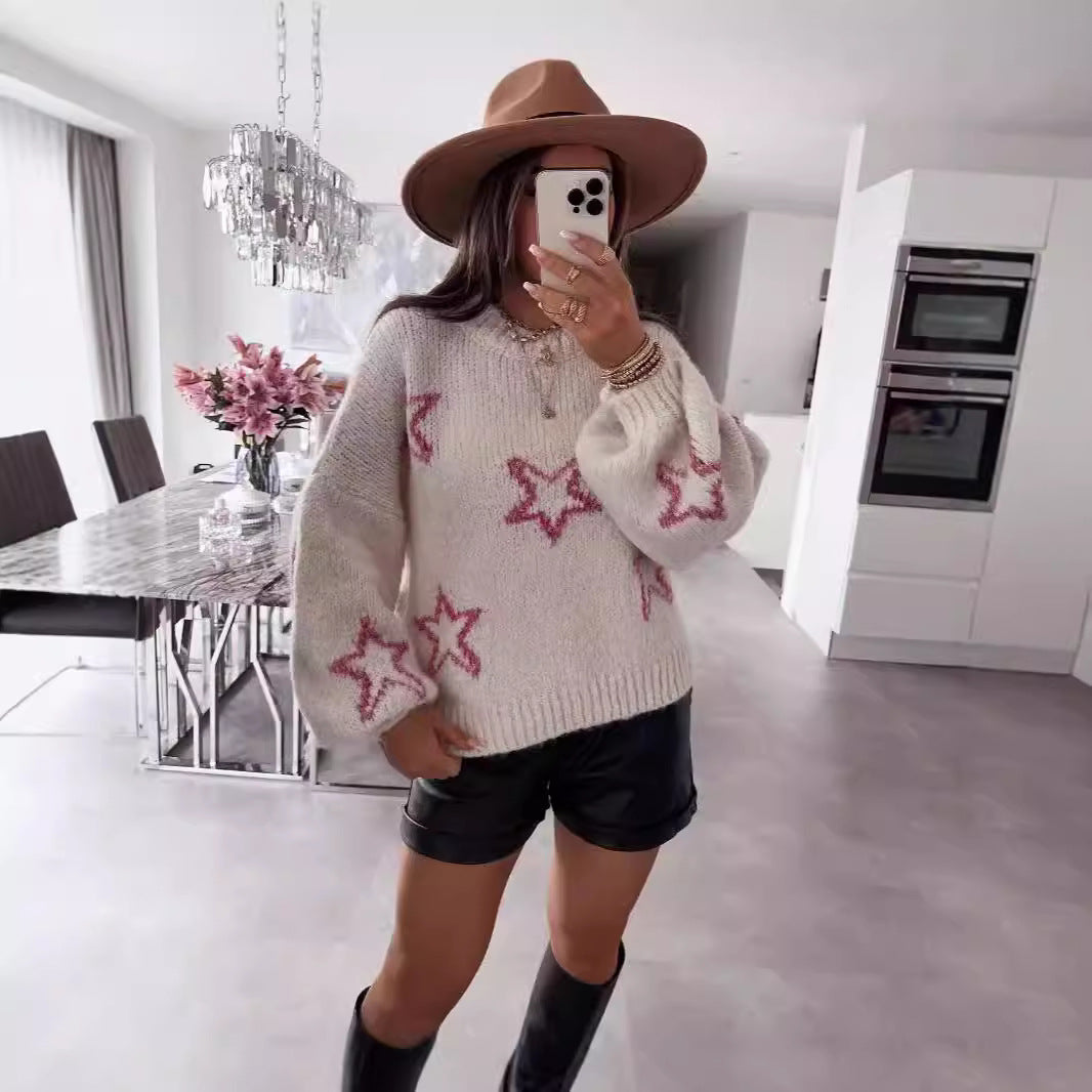 Damen Strickpullover Sternenmotiv Kuschelig Norvielle
