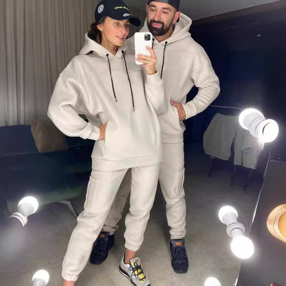 Damen Hoodie Jogginganzug mit Taschen und Kordelzug - Norvielle