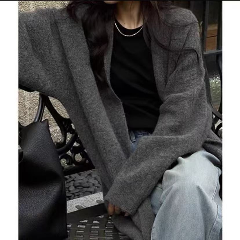 Damen Oversized Strickjacke Norvielle Wollig Warm
