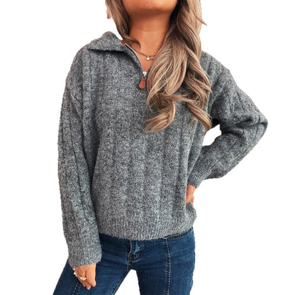 Damen Pullover Stehkragen Kurzärmel Norvielle
