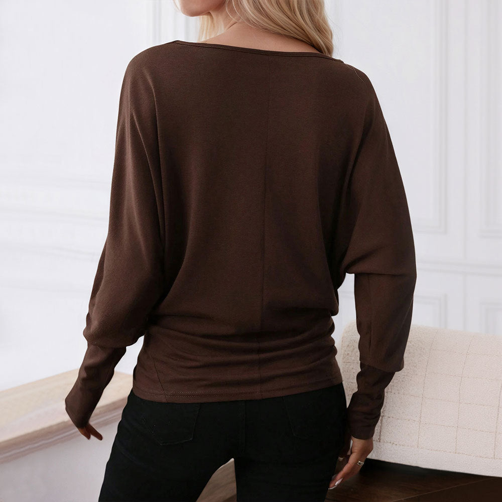 Damen Oversized Longsleeve-Shirt Rundhalsausschnitt Lässig Norvielle