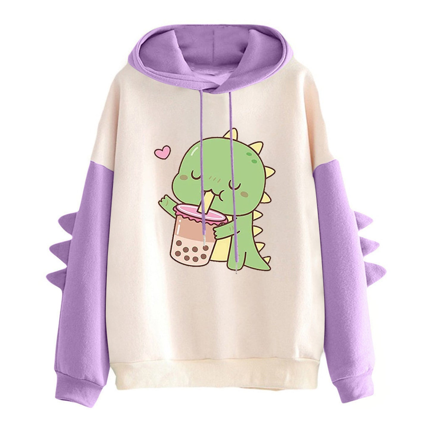 Damen Kapuzenpullover Niedliches Dinosauriermotiv Ergonomischer