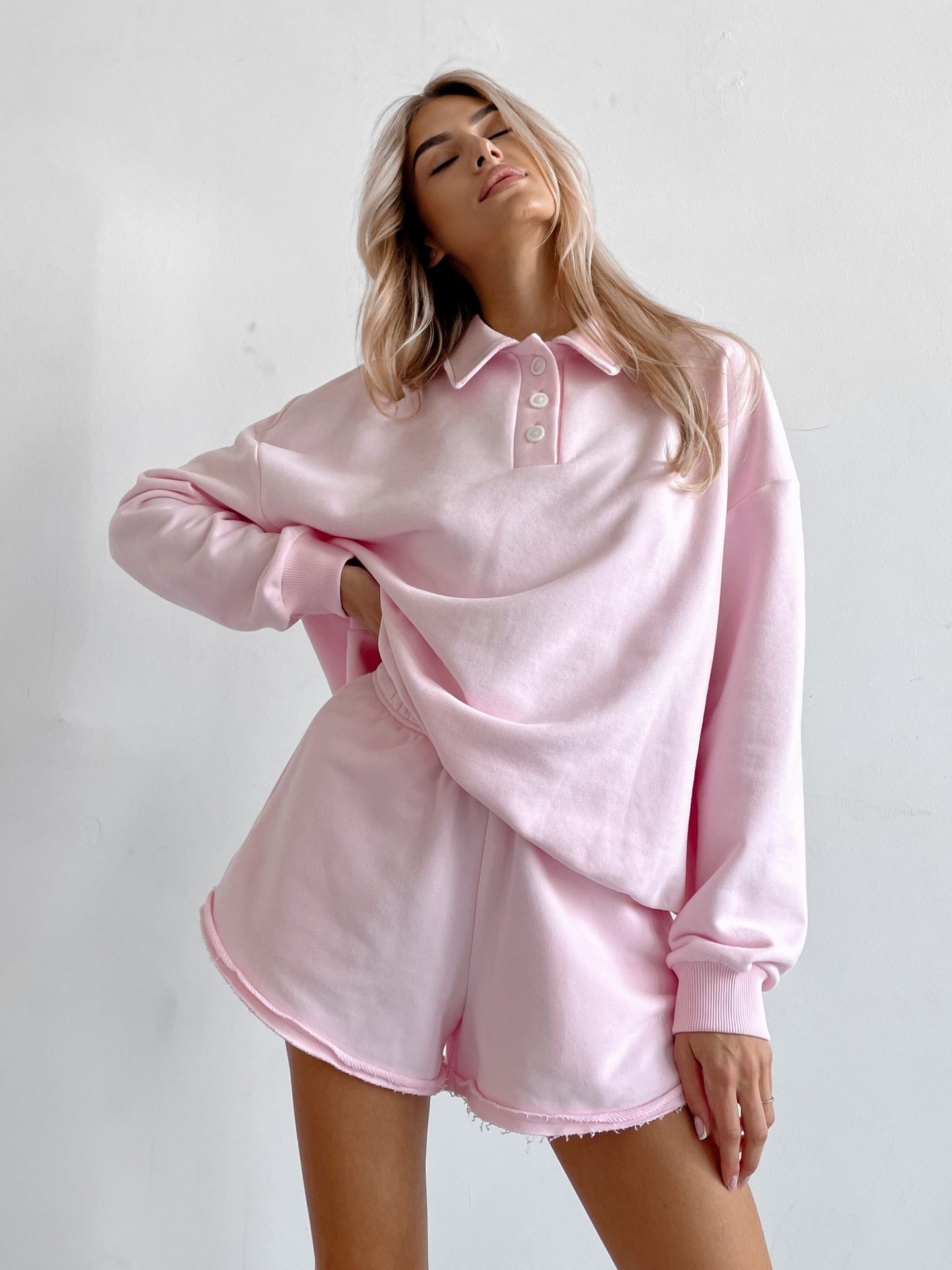 Damen Sweatshirt Shorts Set Baumwolle Norvielle