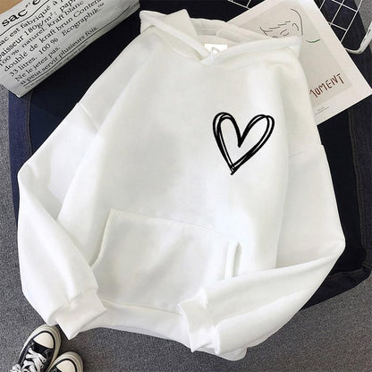 Damen Kapuzenpullover Herzmotiv Norvielle