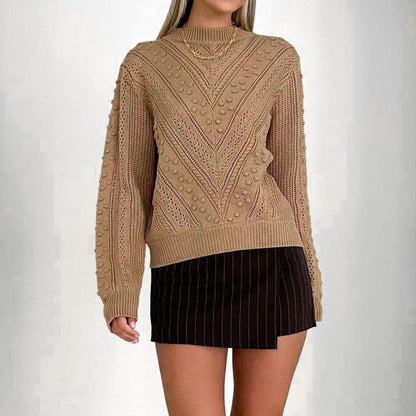 Damen Strickpullover Häkelmuster Norvielle