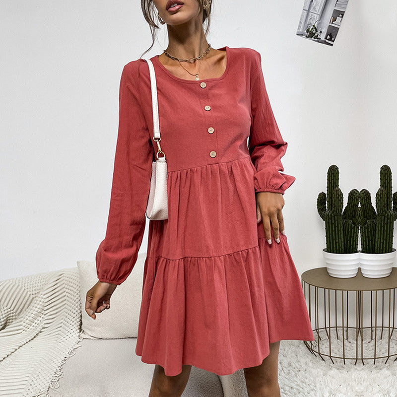 Damen Sommerkleid Knopfleiste Rüschendetails Luftig Norvielle - Norvielle