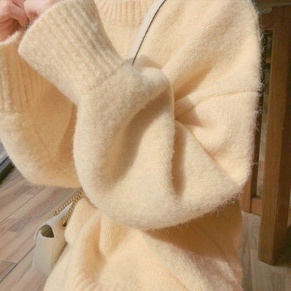 Damen Oversized Pulli Weiches Material Beige
