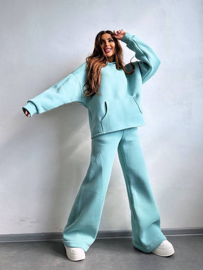 Damen Kapuzenpullover Set Weite Hose Norvielle