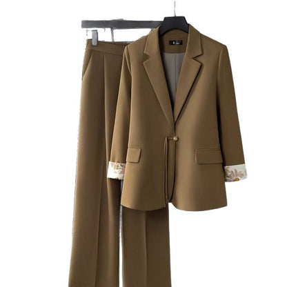 Damen Blazer Ensemble Florales Innenfutter Norvielle