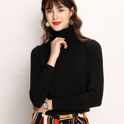 Damen Rollkragenpullover Feines Strukturmuster Norvielle