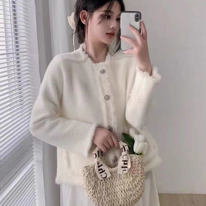 Damen Fleecejacke Mit Knöpfen Elegantes Design