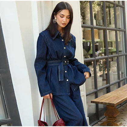 Damen Denimjacke mit Taillengürtel