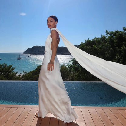 Damen Abendkleid Schulterfrei Fließend Norvielle