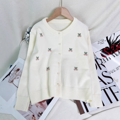 Damen Strickcardigan Blumenstickerei Fein - Norvielle