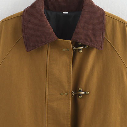 Damen Utility-Jacke Karottenkragen Aufgesetzte Taschen Norvielle