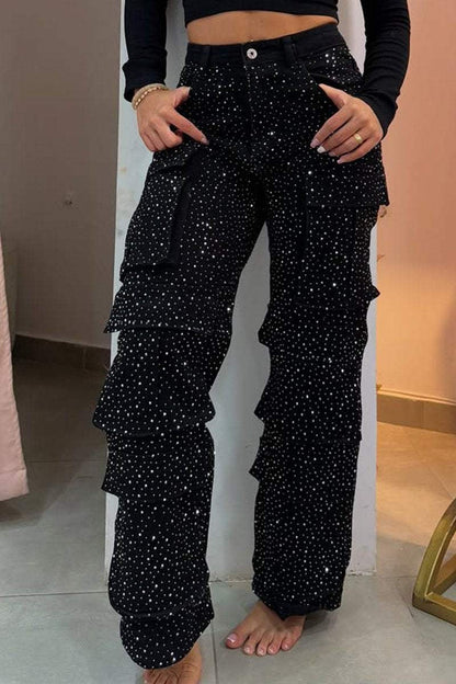 Damen Cargo-Hose Trend-Taschen Modern Wasch-Effekt