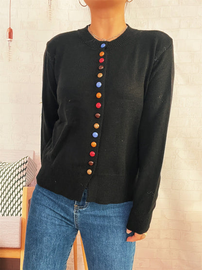 Damen Strickjacke Farbenfroh Mit Knöpfen Norvielle