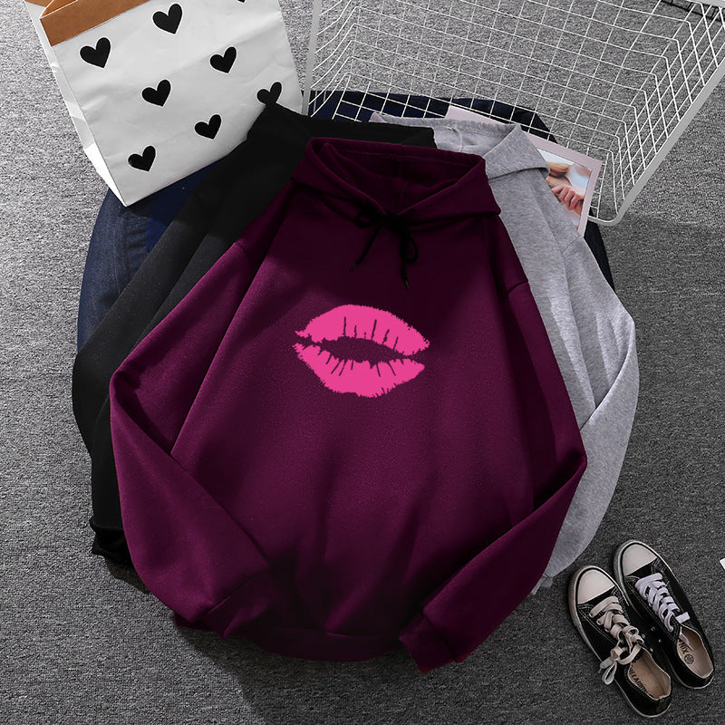 Damen Hoodie Lippenmotiv Norvielle
