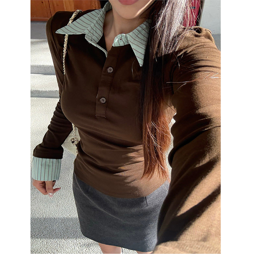 Damen Langarmshirt mit Kontrastkragen Norvielle - Norvielle