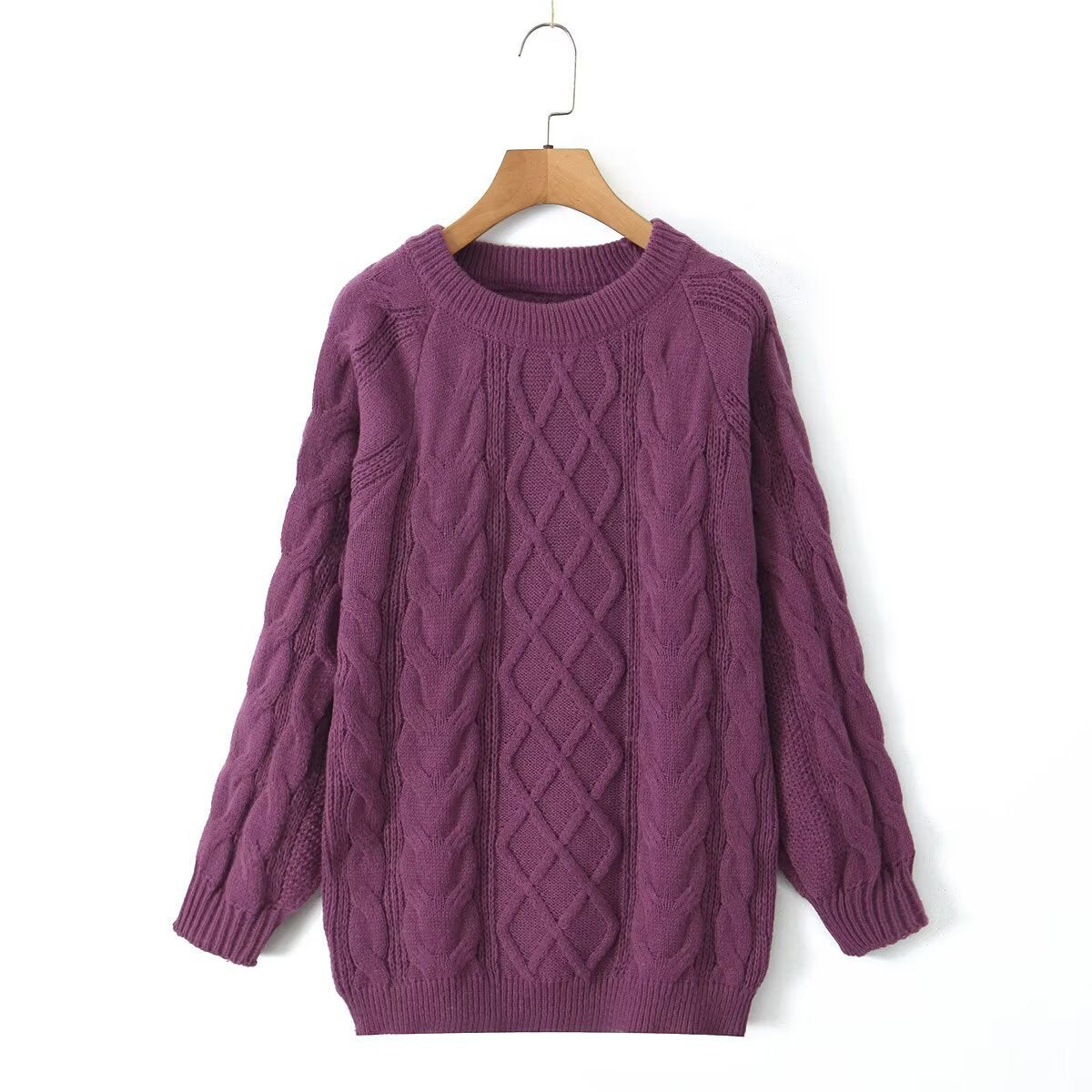 Damen Gestrickter Pullover Zopfmuster Norvielle