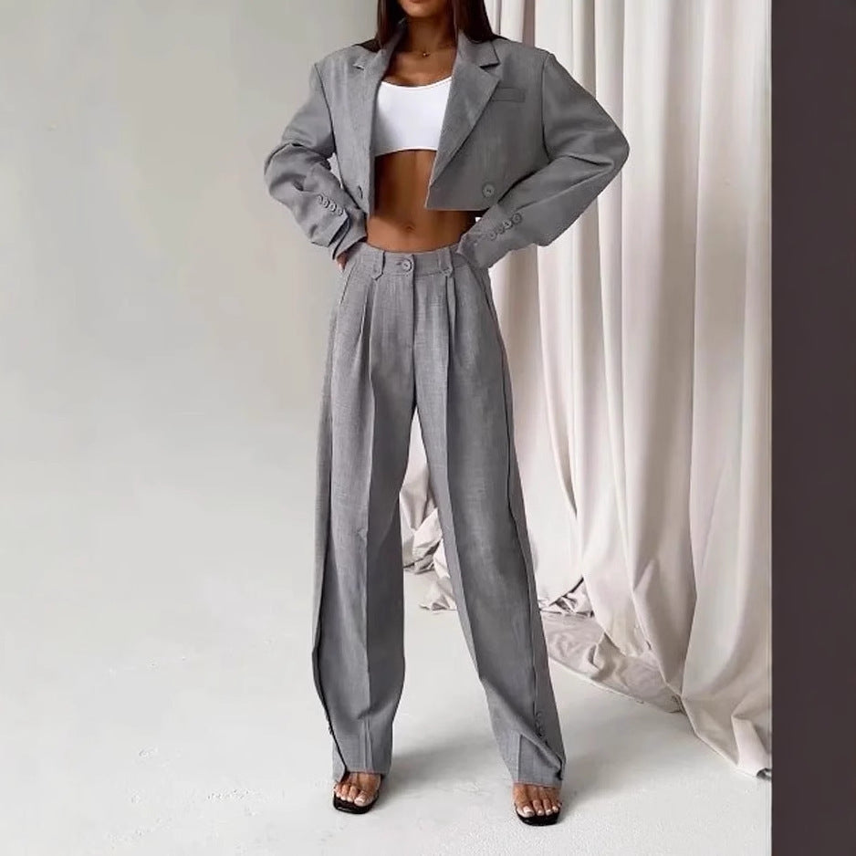 Damen Oversized Blazer-Ensemble mit hoch taillierten Hosen Norvielle