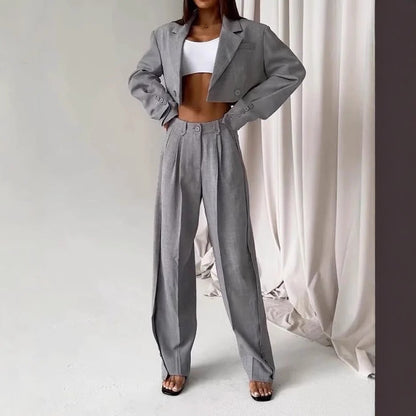 Damen Oversized Blazer-Ensemble mit hoch taillierten Hosen Norvielle