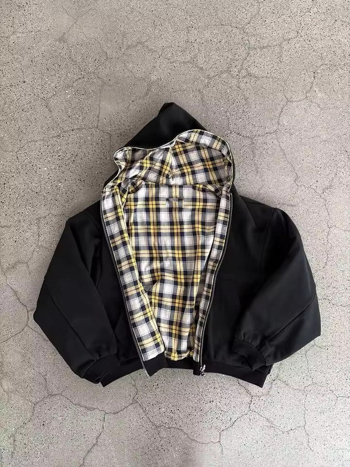 Damen Kapuzenjacke kariert Innenfutter Reißverschluss Norvielle