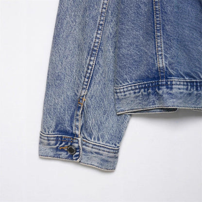 Damen Denimjacke Asymmetrisch Mit Taschen