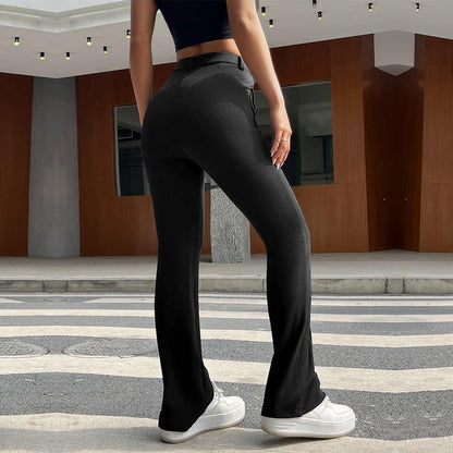 Damen Palazzo-Hose Hohes Bund Aufgesetzte Taschen Norvielle