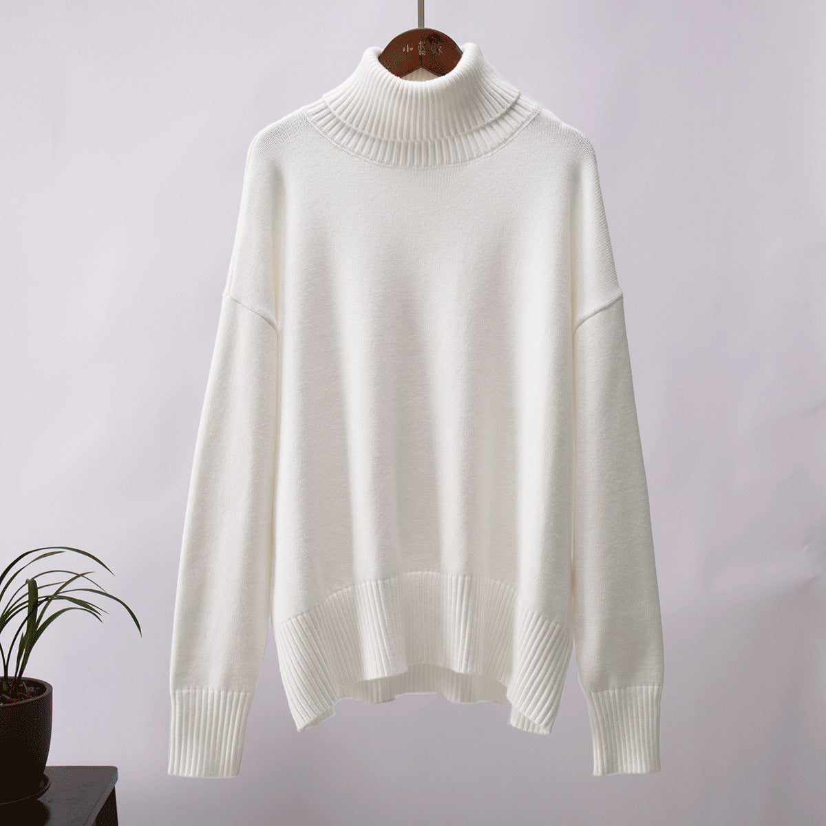 Damen Strickpullover Lässig Warm Gerippter Saum