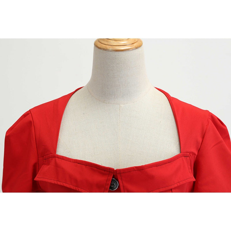 Damen Swingkleid mit Knopfleiste und Taillengürtel Norvielle