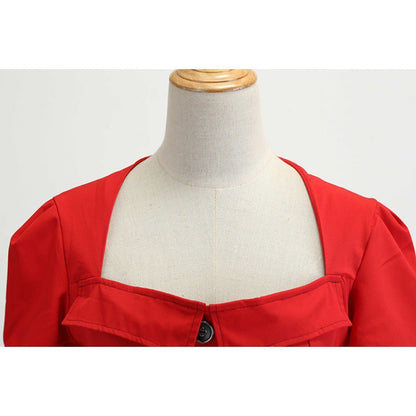 Damen Swingkleid mit Knopfleiste und Taillengürtel Norvielle