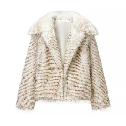 Damen Kunstpelzjacke Stilvoller Kragen Norvielle