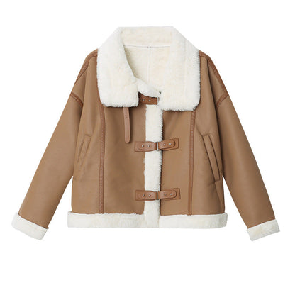 Damen Lederjacke Fleecegefüttert