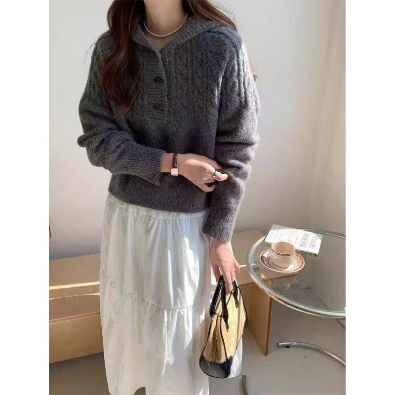 Damen Strickpullover Großkragen Norvielle