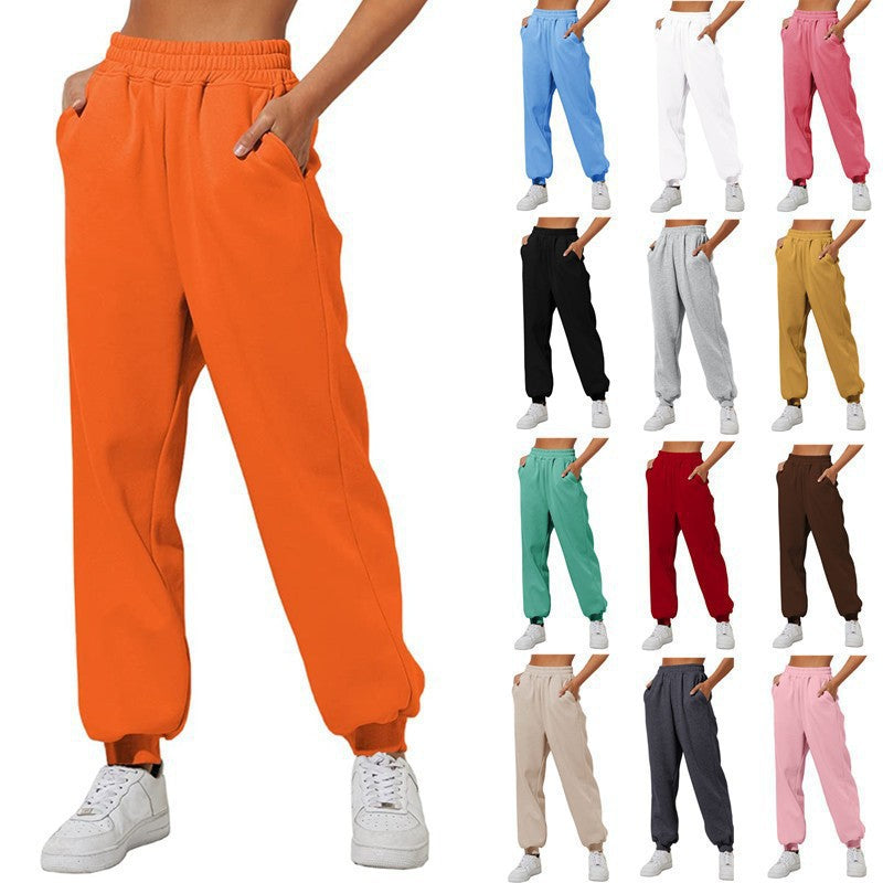 Damen Jogginghose Elastischer Bund Eingrifftaschen Schwarz Norvielle - Norvielle