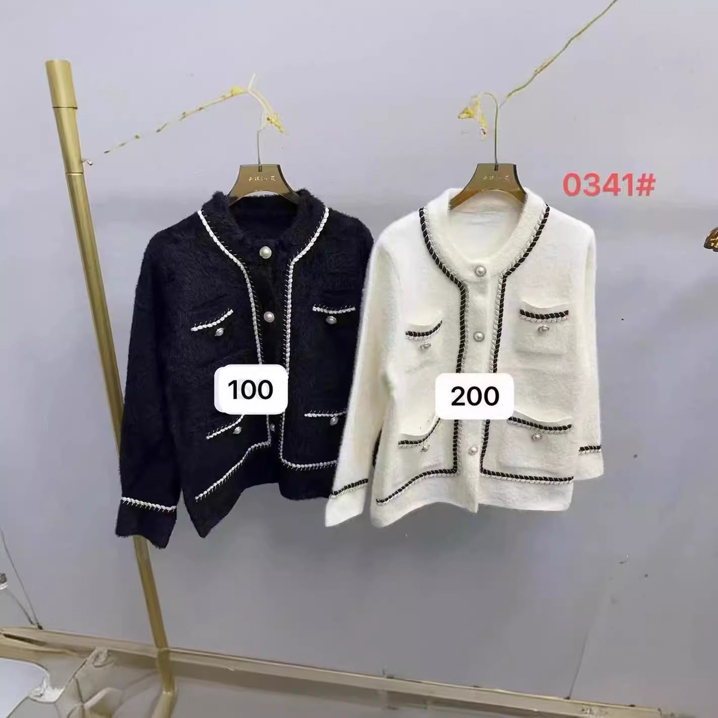 Damen Strickjacke Kontrastdetails Taschen Norvielle