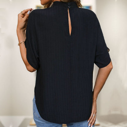Damen Oberteil Geschlitzte Ärmel Rundhalsausschnitt Elegantes Design