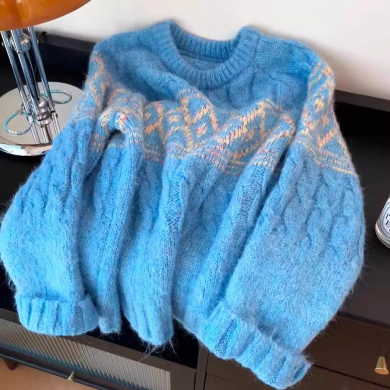 Damen Grobstrickpullover Nordisches Muster Weich Norvielle - Norvielle