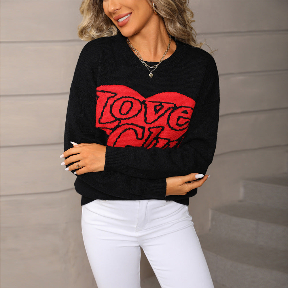 Damen Pullover Großzügig Auffälliger Schriftzug Norvielle